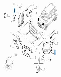 Voorlicht rechts voor Fiat Panda