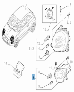 Voorlicht rechtsboven voor Fiat 500