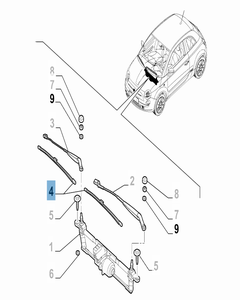 Kit 2 ruitenwissers voor voorruit voor Alfa Romeo Fiat 500