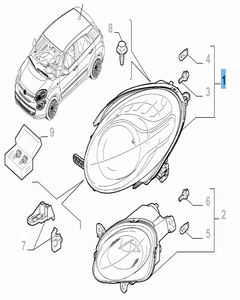 Voorlicht rechtsboven voor Fiat 500L