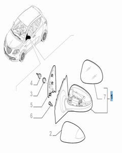 Linker buitenspiegel voor Chrysler Ypsilon