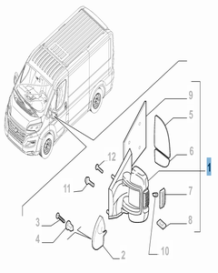 Linker buitenspiegel voor Fiat Professional Ducato