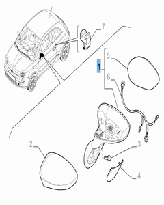 Linker buitenspiegel voor Fiat 500