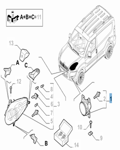 Mistlamp links voor Fiat en Fiat Professional
