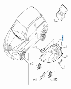 Koplamp rechtsvoor voor Lancia Ypsilon