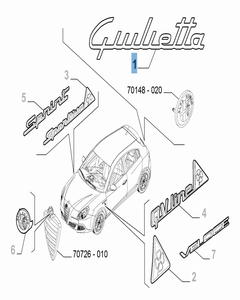 Code model Giulietta achterzijde voor Alfa Romeo Giulietta