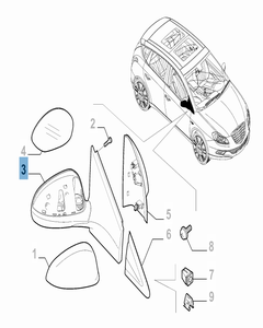 Rechter buitenspiegel voor Lancia Delta