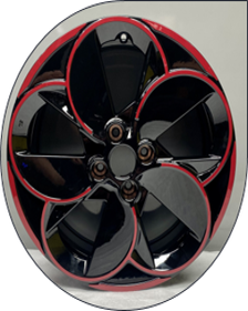 Lichtmetalen velg 18'' diamantgeslepen overgekleurd in rood