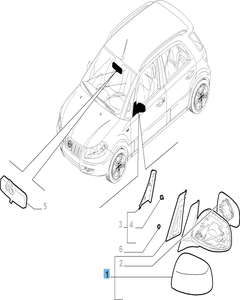 Linker buitenspiegel voor Fiat Sedici