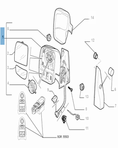 Elektrische linker buitenspiegel voor Fiat Professional Scudo