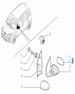 Linker buitenspiegel voor Fiat Panda