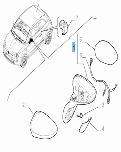 Linker buitenspiegel voor Fiat 500
