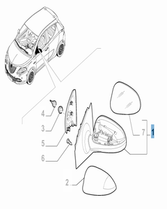 Linker buitenspiegel voor Lancia Ypsilon