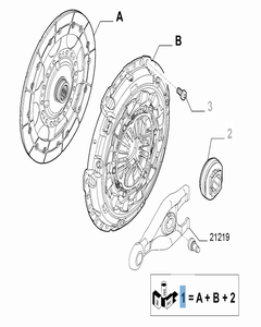 Set koppeling (koppelingsplaat, drukplaat en druklager) voor Fiat Professional Scudo