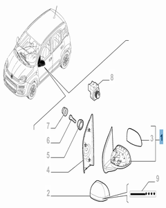 Rechter buitenspiegel voor Fiat Panda