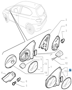 Linker buitenspiegel voor Alfa Romeo 147