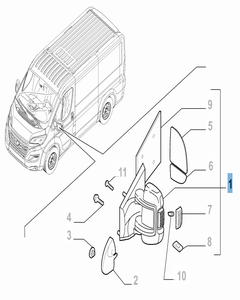 Elektrische linker buitenspiegel voor Fiat en Fiat Professional